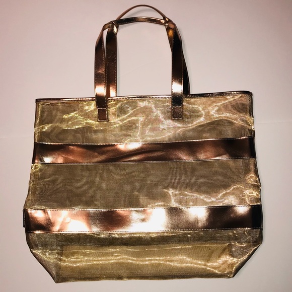Lancome Handbags - NWOT Lancôme Gold Mesh Tote Bag